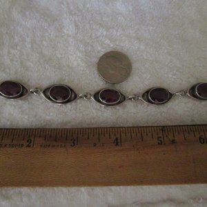 Sterling Silver Faceted Ruby Gemstone Bracelet